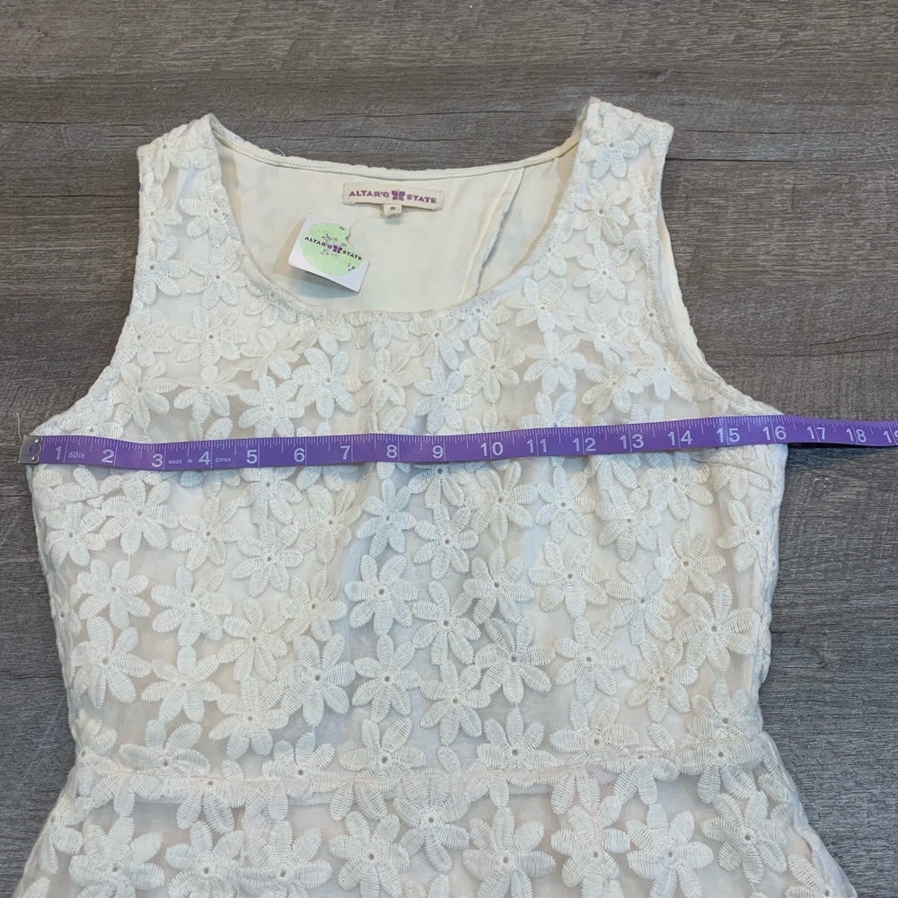 Altar’d State Floral Lace Dress Open Back Ivory S - Picture 6 of 8